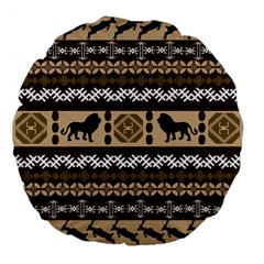 Lion African Vector Pattern Large 18  Premium Flano Round Cushions