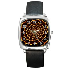 Honeycomb Art Square Metal Watch