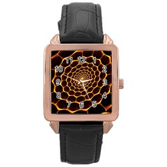 Honeycomb Art Rose Gold Leather Watch 