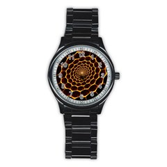 Honeycomb Art Stainless Steel Round Watch