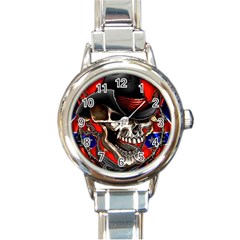 Confederate Flag Usa America United States Csa Civil War Rebel Dixie Military Poster Skull Round Italian Charm Watch