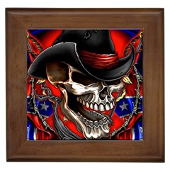 Confederate Flag Usa America United States Csa Civil War Rebel Dixie Military Poster Skull Framed Tiles