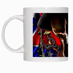 Confederate Flag Usa America United States Csa Civil War Rebel Dixie Military Poster Skull White Mugs