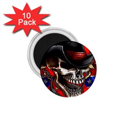 Confederate Flag Usa America United States Csa Civil War Rebel Dixie Military Poster Skull 1.75  Magnets (10 pack) 