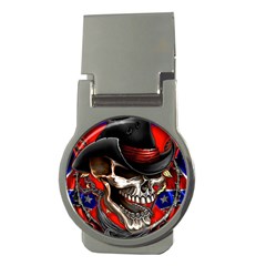 Confederate Flag Usa America United States Csa Civil War Rebel Dixie Military Poster Skull Money Clips (Round) 