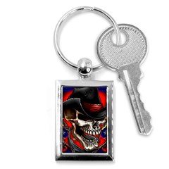 Confederate Flag Usa America United States Csa Civil War Rebel Dixie Military Poster Skull Key Chains (Rectangle) 