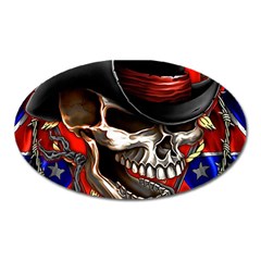 Confederate Flag Usa America United States Csa Civil War Rebel Dixie Military Poster Skull Oval Magnet