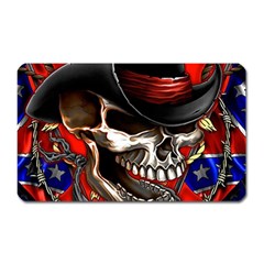 Confederate Flag Usa America United States Csa Civil War Rebel Dixie Military Poster Skull Magnet (Rectangular)