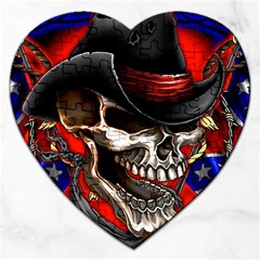 Confederate Flag Usa America United States Csa Civil War Rebel Dixie Military Poster Skull Jigsaw Puzzle (Heart)