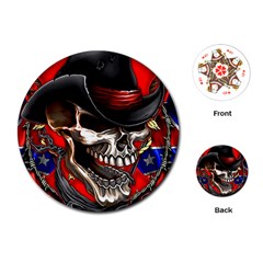 Confederate Flag Usa America United States Csa Civil War Rebel Dixie Military Poster Skull Playing Cards (Round) 