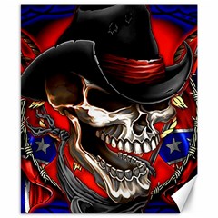 Confederate Flag Usa America United States Csa Civil War Rebel Dixie Military Poster Skull Canvas 8  x 10 