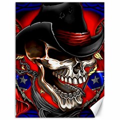 Confederate Flag Usa America United States Csa Civil War Rebel Dixie Military Poster Skull Canvas 12  x 16  