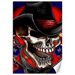 Confederate Flag Usa America United States Csa Civil War Rebel Dixie Military Poster Skull Canvas 12  x 18  