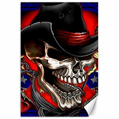 Confederate Flag Usa America United States Csa Civil War Rebel Dixie Military Poster Skull Canvas 20  x 30  