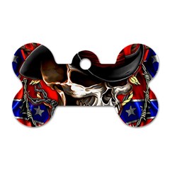 Confederate Flag Usa America United States Csa Civil War Rebel Dixie Military Poster Skull Dog Tag Bone (Two Sides)