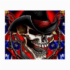 Confederate Flag Usa America United States Csa Civil War Rebel Dixie Military Poster Skull Small Glasses Cloth (2-Side)