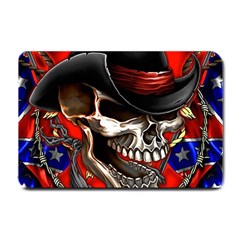 Confederate Flag Usa America United States Csa Civil War Rebel Dixie Military Poster Skull Small Doormat 