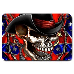 Confederate Flag Usa America United States Csa Civil War Rebel Dixie Military Poster Skull Large Doormat 