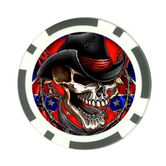 Confederate Flag Usa America United States Csa Civil War Rebel Dixie Military Poster Skull Poker Chip Card Guard