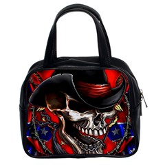 Confederate Flag Usa America United States Csa Civil War Rebel Dixie Military Poster Skull Classic Handbags (2 Sides)