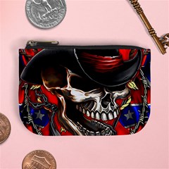 Confederate Flag Usa America United States Csa Civil War Rebel Dixie Military Poster Skull Mini Coin Purses