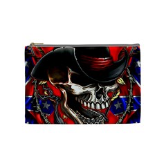 Confederate Flag Usa America United States Csa Civil War Rebel Dixie Military Poster Skull Cosmetic Bag (Medium) 