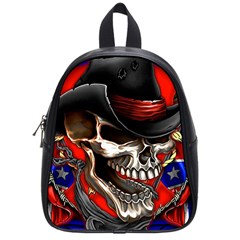 Confederate Flag Usa America United States Csa Civil War Rebel Dixie Military Poster Skull School Bags (Small) 