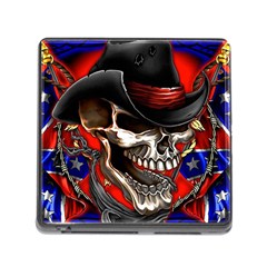 Confederate Flag Usa America United States Csa Civil War Rebel Dixie Military Poster Skull Memory Card Reader (Square)