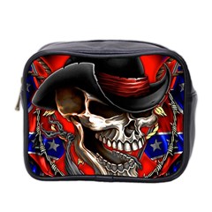 Confederate Flag Usa America United States Csa Civil War Rebel Dixie Military Poster Skull Mini Toiletries Bag 2-Side