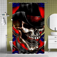 Confederate Flag Usa America United States Csa Civil War Rebel Dixie Military Poster Skull Shower Curtain 48  x 72  (Small) 