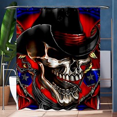 Confederate Flag Usa America United States Csa Civil War Rebel Dixie Military Poster Skull Shower Curtain 60  x 72  (Medium) 