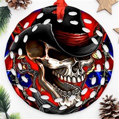 Confederate Flag Usa America United States Csa Civil War Rebel Dixie Military Poster Skull Ornament (Round Filigree)