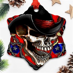 Confederate Flag Usa America United States Csa Civil War Rebel Dixie Military Poster Skull Ornament (Snowflake)