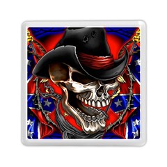 Confederate Flag Usa America United States Csa Civil War Rebel Dixie Military Poster Skull Memory Card Reader (Square) 