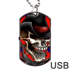 Confederate Flag Usa America United States Csa Civil War Rebel Dixie Military Poster Skull Dog Tag USB Flash (One Side)