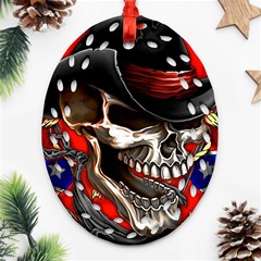 Confederate Flag Usa America United States Csa Civil War Rebel Dixie Military Poster Skull Ornament (Oval Filigree)