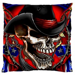 Confederate Flag Usa America United States Csa Civil War Rebel Dixie Military Poster Skull Large Cushion Case (Two Sides)