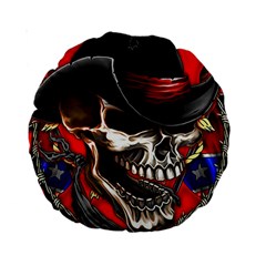 Confederate Flag Usa America United States Csa Civil War Rebel Dixie Military Poster Skull Standard 15  Premium Round Cushions