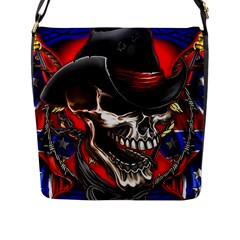 Confederate Flag Usa America United States Csa Civil War Rebel Dixie Military Poster Skull Flap Messenger Bag (L) 