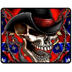 Confederate Flag Usa America United States Csa Civil War Rebel Dixie Military Poster Skull Double Sided Fleece Blanket (Medium) 