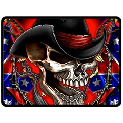 Confederate Flag Usa America United States Csa Civil War Rebel Dixie Military Poster Skull Double Sided Fleece Blanket (Large) 