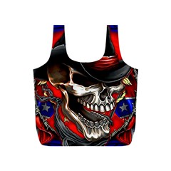 Confederate Flag Usa America United States Csa Civil War Rebel Dixie Military Poster Skull Full Print Recycle Bags (S) 