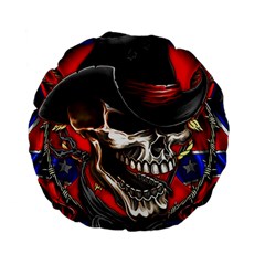 Confederate Flag Usa America United States Csa Civil War Rebel Dixie Military Poster Skull Standard 15  Premium Flano Round Cushions