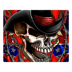 Confederate Flag Usa America United States Csa Civil War Rebel Dixie Military Poster Skull Double Sided Flano Blanket (Large) 