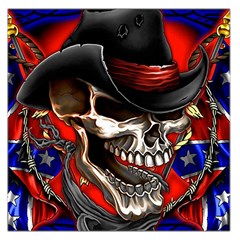 Confederate Flag Usa America United States Csa Civil War Rebel Dixie Military Poster Skull Large Satin Scarf (Square)