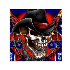 Confederate Flag Usa America United States Csa Civil War Rebel Dixie Military Poster Skull Small Satin Scarf (Square)