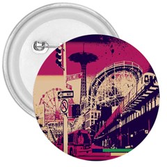 Pink City Retro Vintage Futurism Art 3  Buttons