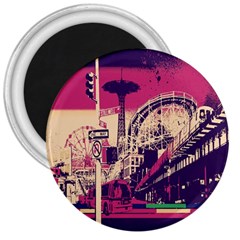 Pink City Retro Vintage Futurism Art 3  Magnets