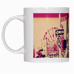 Pink City Retro Vintage Futurism Art White Mugs