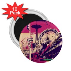 Pink City Retro Vintage Futurism Art 2.25  Magnets (10 pack) 